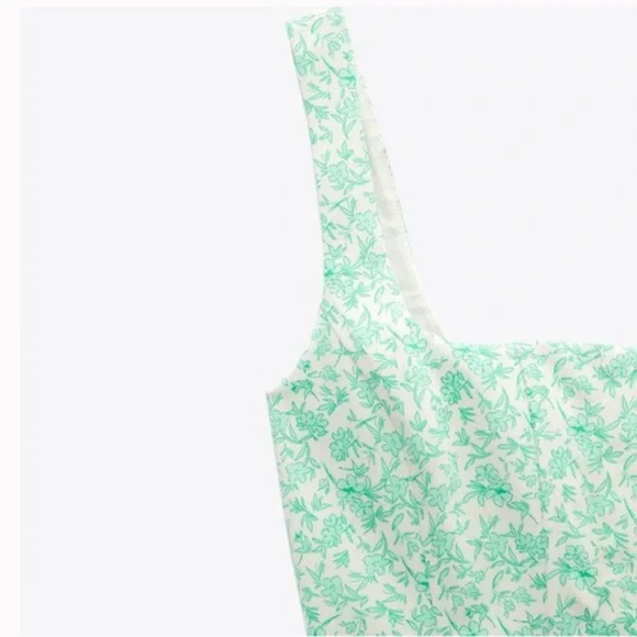 Zara Floral Corset Green NWOT M - Picture 6 of 6